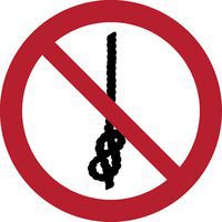 Panneau pictogramme Interdiction d'attacher une corde