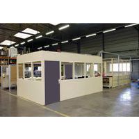 Cloison double paroi en tôle d'acier - Panneau vitré (4 mm) - Hauteur 2,75 m