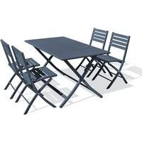 Table jardin Marius 140x80cm gris anthracite + 4 chaises - CityGarden