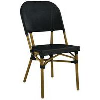 Lot de 2 chaises Paris 1 textilène noir/bamboo look Proloisirs