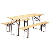 Ensemble bois table et bancs pliants 220 cm
