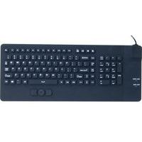 Clavier filaire étanche et lavable en silicone rigide noir - Avec pavé tactile