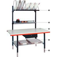 1 - tablette avec séparateurs2 - tablette pour accessoires3 - plateau renforcé4 - plateau inférieur5 - pieds réglables en hauteur 1 - tablette avec séparateurs2 - tablette pour accessoires3 - plateau renforcé4 - plateau inférieur5 - pieds réglables en hauteur