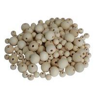 Seau de 600 perles rondes bois naturel, tailles assorties thumbnail image 2