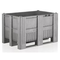 Caisse-palette plastique monobloc - Grise - 3 semelles