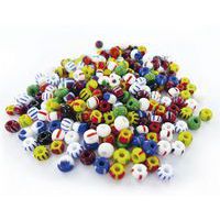 Bocal de 500g perles rocailles en verre multicolore rayées thumbnail image 2