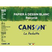 Pochette 10 feuilles blanc canson 24 x 32 cm 160 g - Recyclé - Canson thumbnail image
