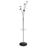Portemanteau sur pied Festy en acier chromé - 5 patères noires