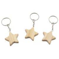 Set de 12 porte-clés bois en forme d'étoile à décorer thumbnail image