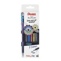 Pochette 6 stylos roller gel encre métallisé - Pentel thumbnail image