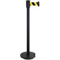 Poteau noir à sangle 2 m - Socle à roulettes - Manutan Expert