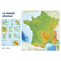 Carte murale muette France physique, recto seul thumbnail image