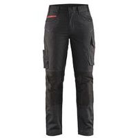 Pantalon services stretch femme noir/rouge