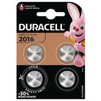 Piles Boutons Duracell Lithium DL / CR 2016, lot de 4 - Piles