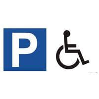 Panneau parking en aluminium P + picto handicapé