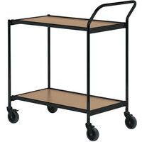 Table roulante noire - 2 plateaux - Capacité 150 kg
