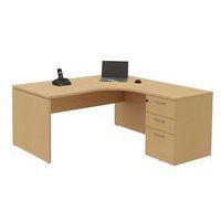 Bureau compact caisson - Piétement panneau - Hêtre - Manutan Expert