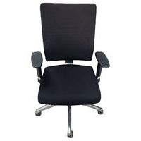 Chaise de bureau reconditionnée noire avec accoudoirs