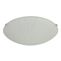 Plafonnier rond en verre dépoli décor Nella lignes blanc Corep