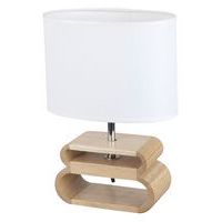 Lampe pied bois abat-jour ovale lin Oslo Corep