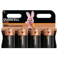 Pile Alcaline D Plus 100 % - 4 unités - Duracell