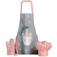 Set tablier toque et gant de cuisine enfant Unicorn Perle - Winkler