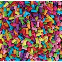 Seau 600 perles plastique tubes striées couleurs assorties thumbnail image
