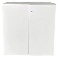 Armoire reconditionnée basse à portes battantes - Blanche