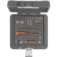 Jeu douilles 1/4 6 pans métriques et cliquet poire 21 pièces - Bahco