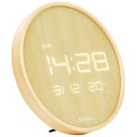 Horloge murale LED ronde bois - Manutan Expert