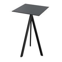 Infinity Tripod mange-debout avec piètement noir + plateau HPL Tropical Wood 70x70 cm - VEBA - 1 pcs