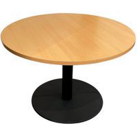 Table ronde reconditionnée – Plateau bois 110 cm - Pied noir