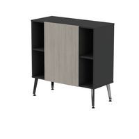 Range. bas Teni pieds métal lg.100 cm ht.101 cm 1 porte 4 niches