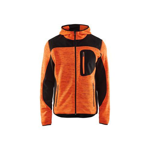 Veste De Travail Tricotée à Capuche Orange Fluo Noir