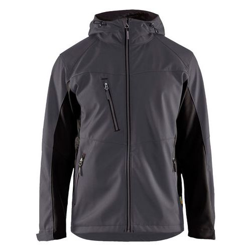 Veste De Travail Softshell à Capuche En Gris Moyen Noir