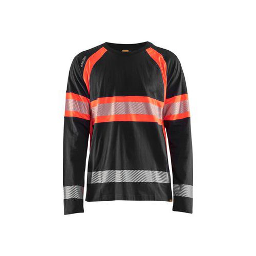 T-shirt Haute-visibilité Noir Et Rouge Fluo