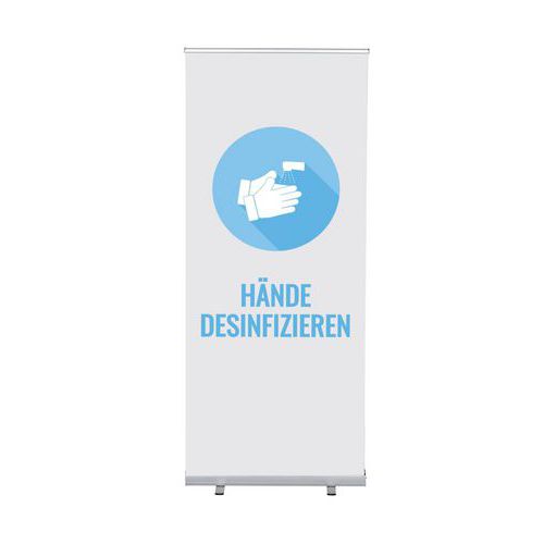 Roll-banner Budget 85 Komplett-set Désinfecter Les Mains Blanc Allemand