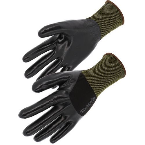 Singer Safety - Gant de manutention enduction ¾ nitrile lisse - Taille 9 - Protection mécanique - Norme EN 388 3121X