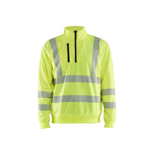 Sweat à Col Zippé Haute Visibilité En Jaune L