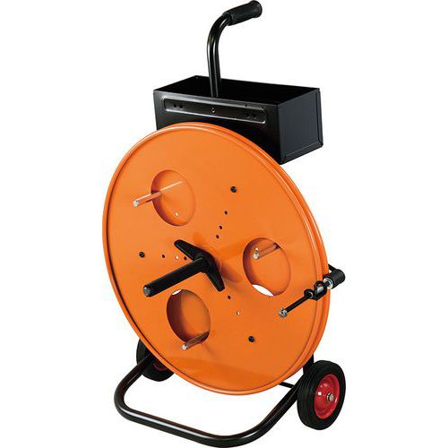 Stockman - Dévidoir mobile pour feuillard PP/PET - Noir/Orange - Mandrin 150-400mm - Cerclage facile
