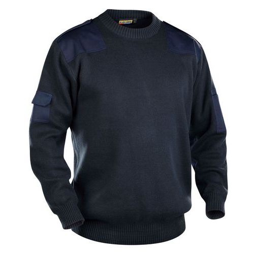 Pull De Travail En Maille Col Rond En Marine