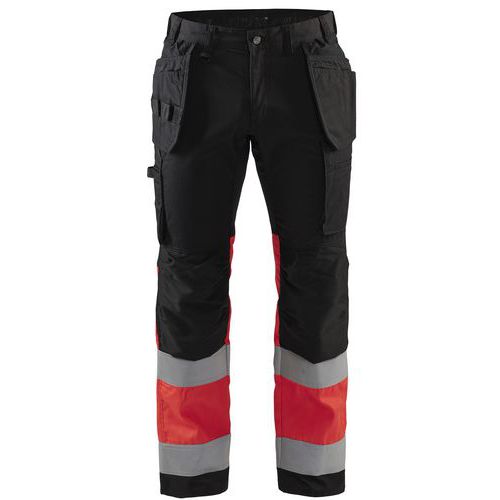 Pantalon à Stretch Noir Et Rouge Fluo