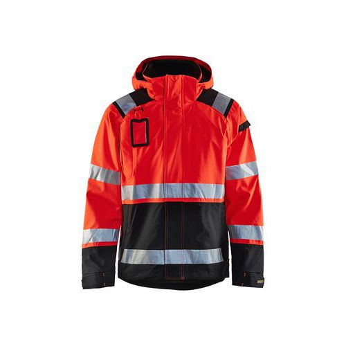 Veste Hardshell Stretch 2d Haute Visibilité Rouge Fluo Noir