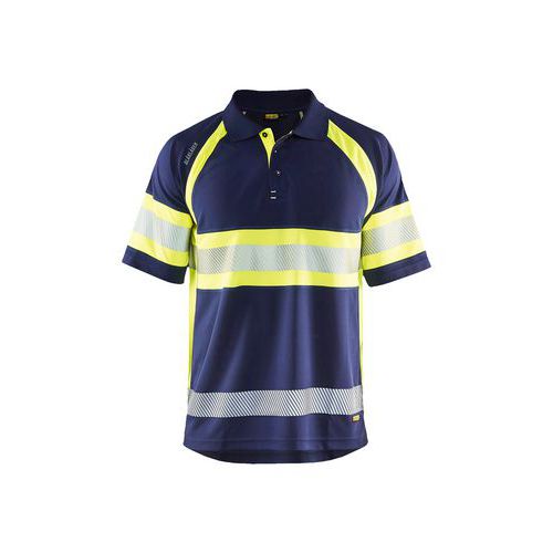 Polo Haute Visibilité Antiuv Marine Jaune Fluo 5xl - Unisexe