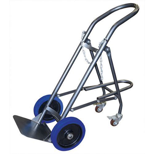 Diable Porte 1 Bouteille Avec Béquille Escamotable 120 Kg Roues Caoutchouc Bleu Stockman