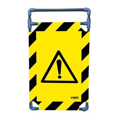 Viso - Barrière d'intervention PVC 1 panneau logo danger noir jaune - 1000x570mm - Sécurité Voirie