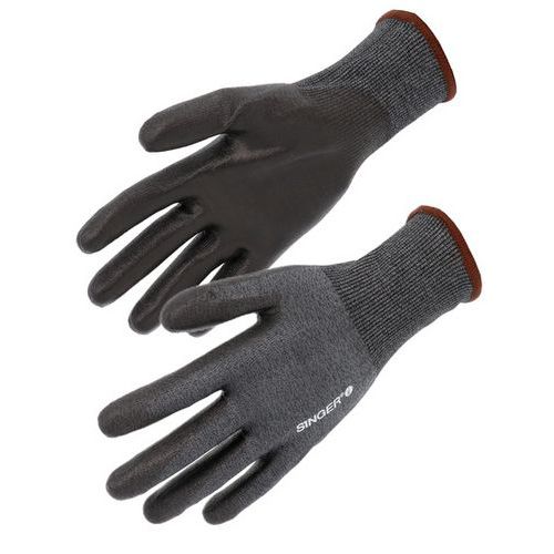 Singer Safety - Gant anti-coupure niveau D enduction PU - Taille 8 - Protection maximale contre la coupure - Compatible écran tactile