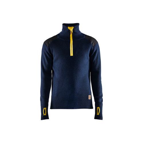 Sweat En Laine à Col Zippé En Jaune