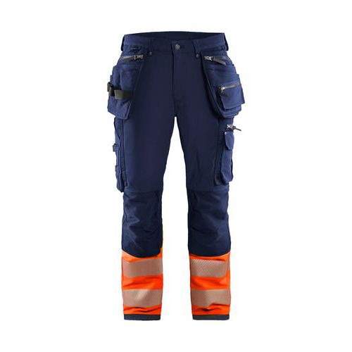 Pantalon Artisan Stretch 4d Marine Et Orange Fluo D88