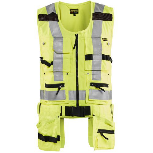 Gilet De Travail Porte-outil Haute-visibilité Jaune Fluo